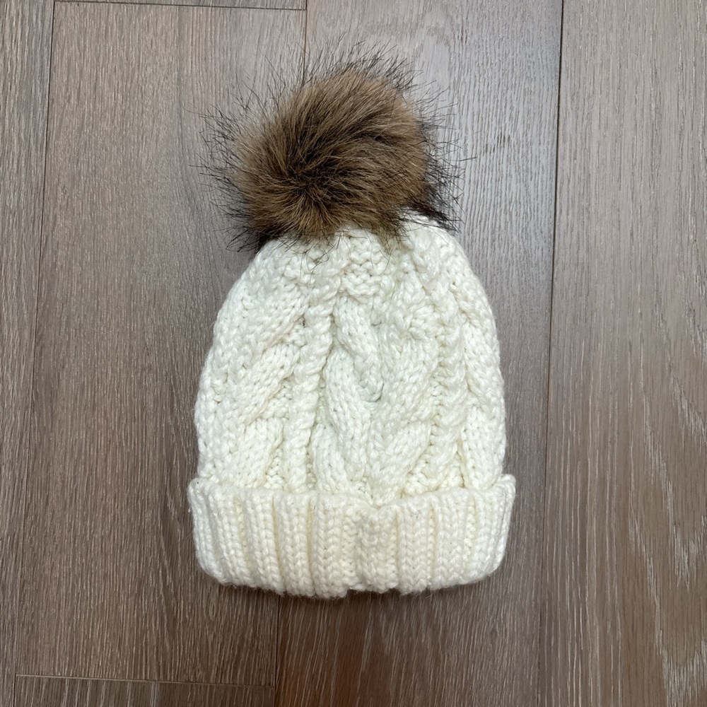 Cotton On Cream and Brown Cable Knit Beanie